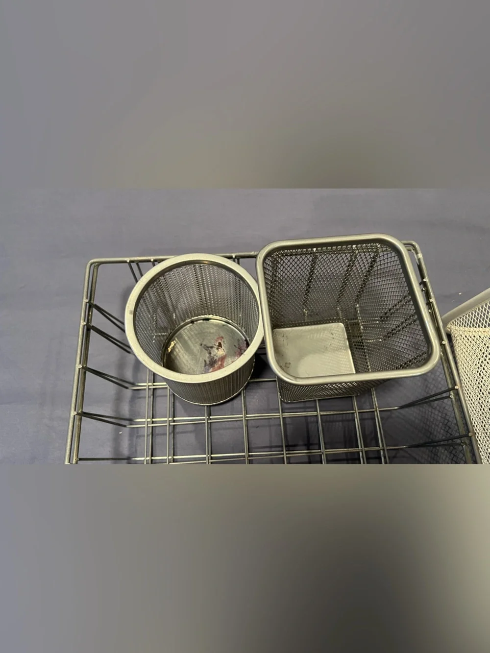 Neutral Gray Mesh & Wire office Organizer Set